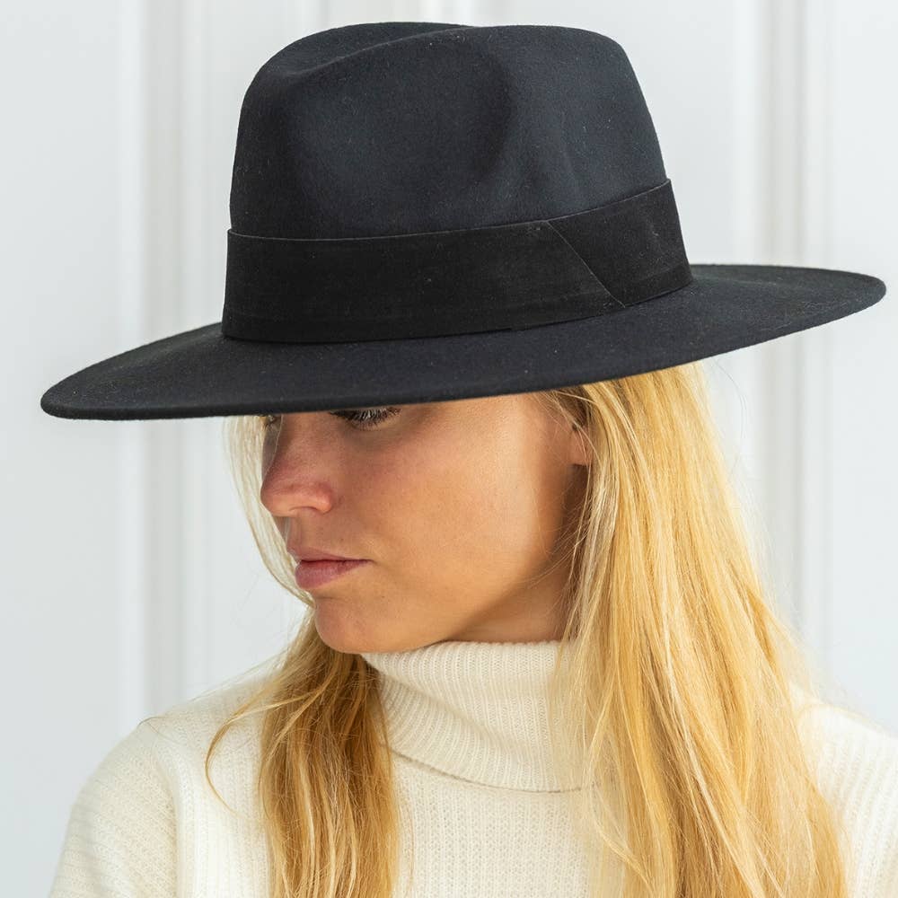 WIDE BRIM HAT - leather braid