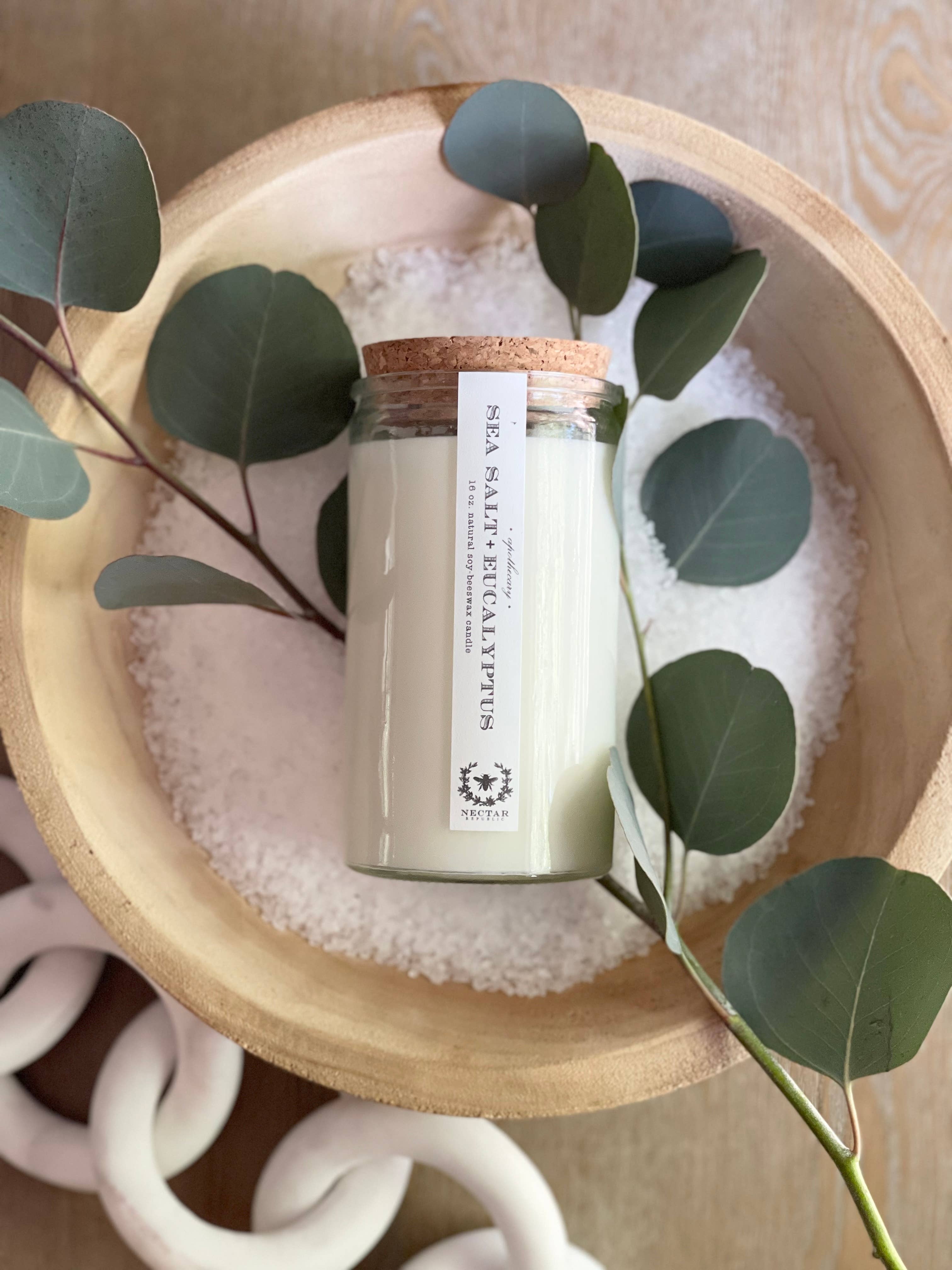 Sea Salt + Eucalyptus Apothecary Candle | summer garden