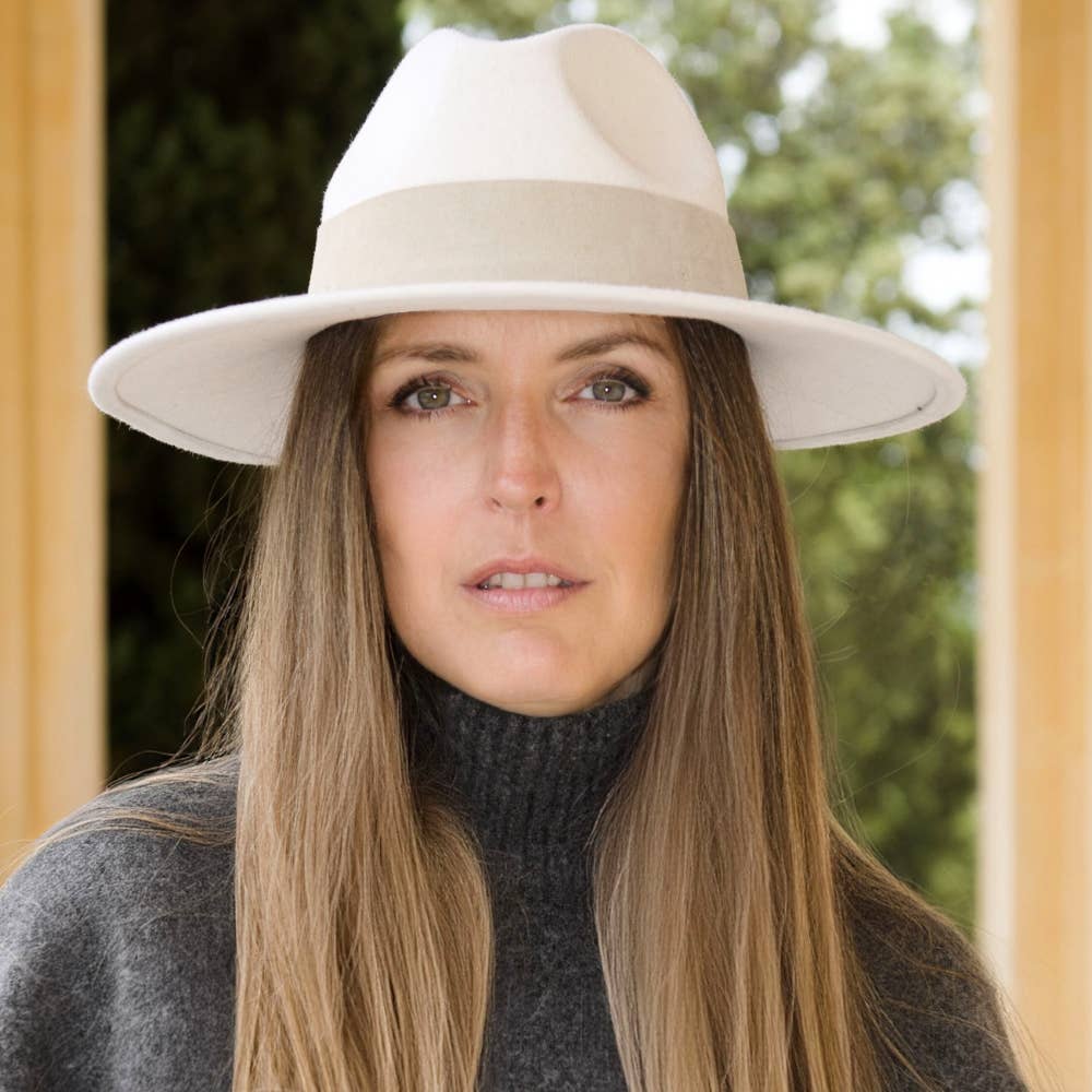 WIDE BRIM HAT - leather braid