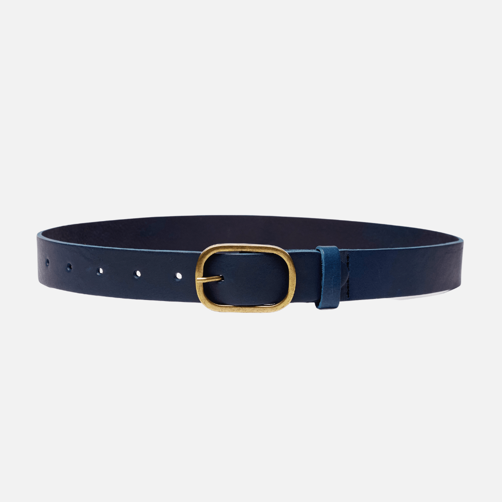 Marin | Gold Oval Buckle Design Statement Leather Belt Women