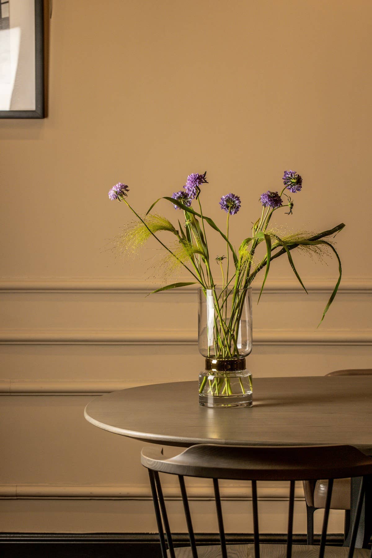 Retro Futurist, Clear Luxury Glass Vase With Silver Trier Si
