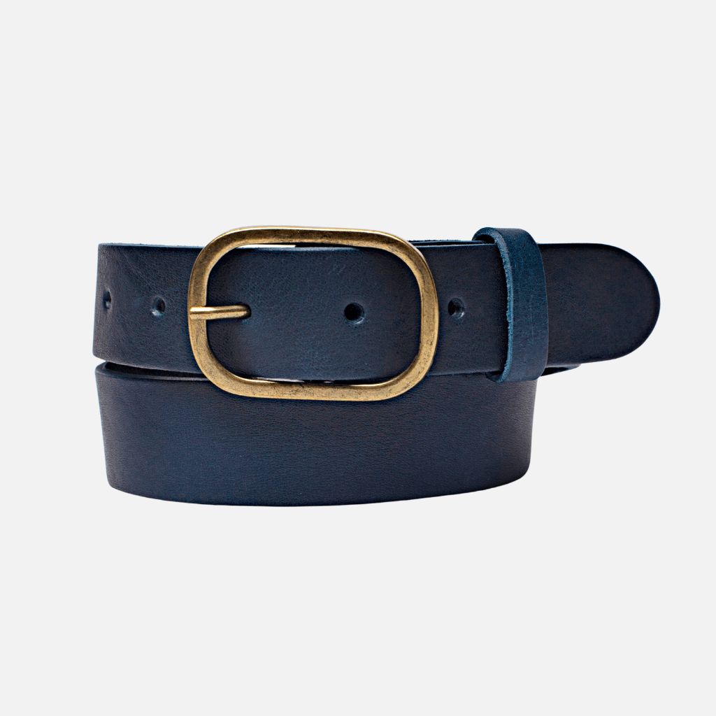 Marin | Gold Oval Buckle Design Statement Leather Belt Women
