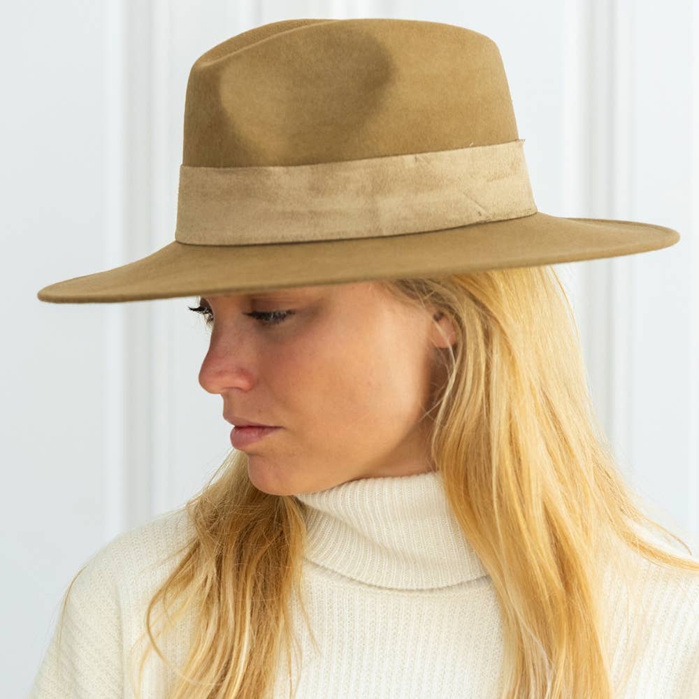 WIDE BRIM HAT - leather braid
