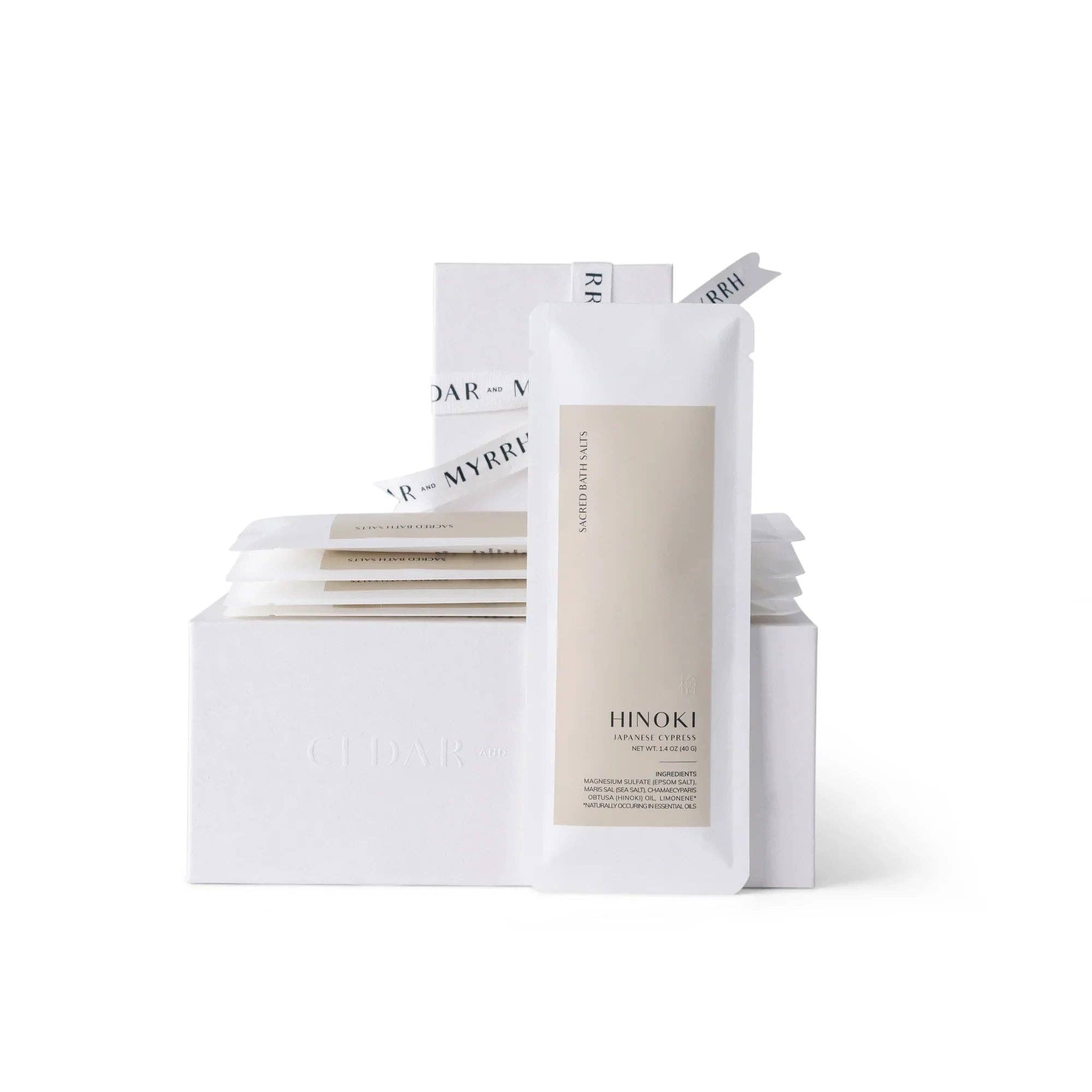 Hinoki Bath Salt Gift Set – Epsom & Mediterranean Sea Salt Blend(40g x 5 pouches)