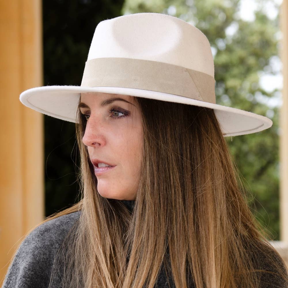 WIDE BRIM HAT - leather braid