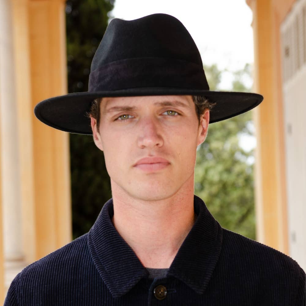WIDE BRIM HAT - leather braid