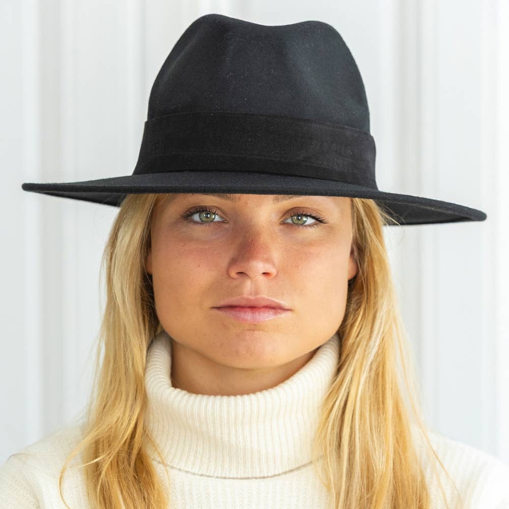 WIDE BRIM HAT - leather braid