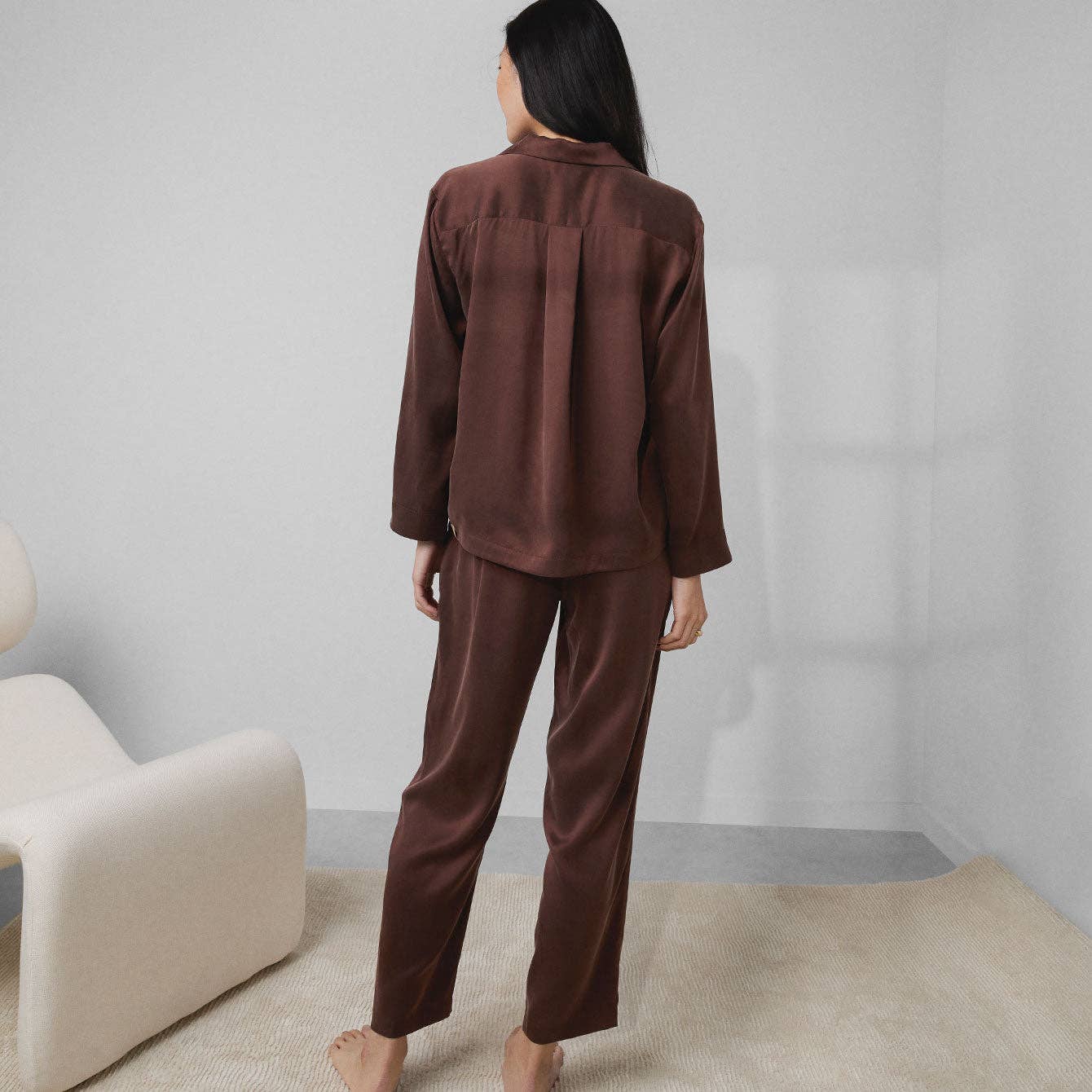 Washable Silk Long Sleeve Pant Set