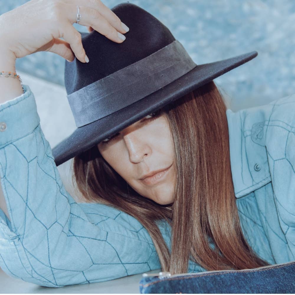 WIDE BRIM HAT - leather braid
