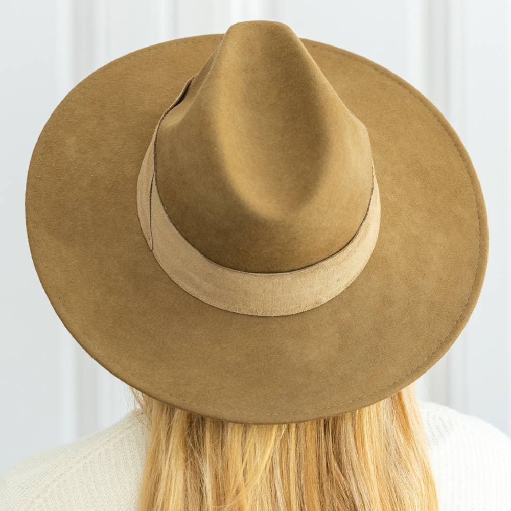 WIDE BRIM HAT - leather braid