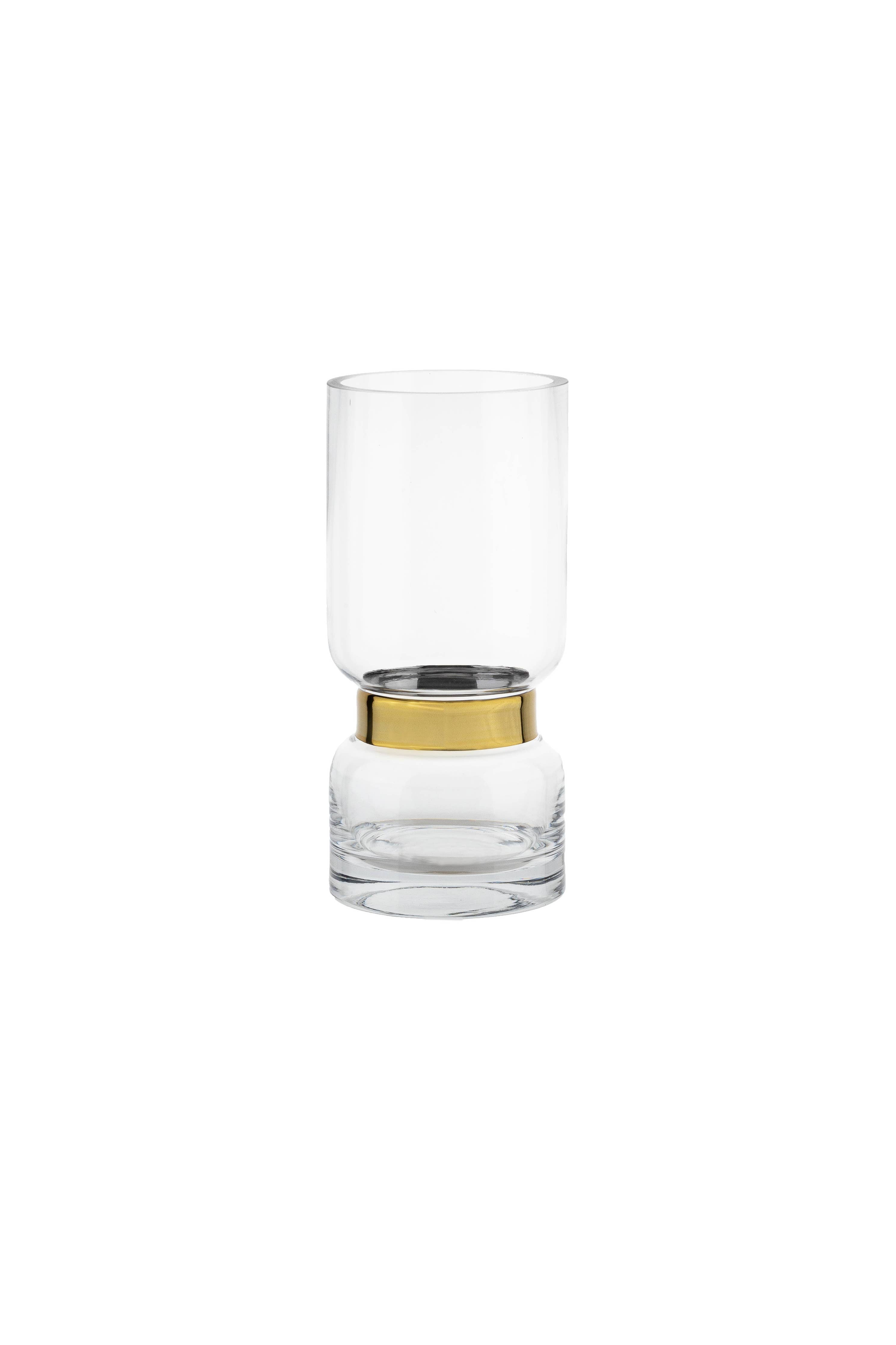 Retro Futurist, Clear Luxury Glass Vase With Silver Trier Si