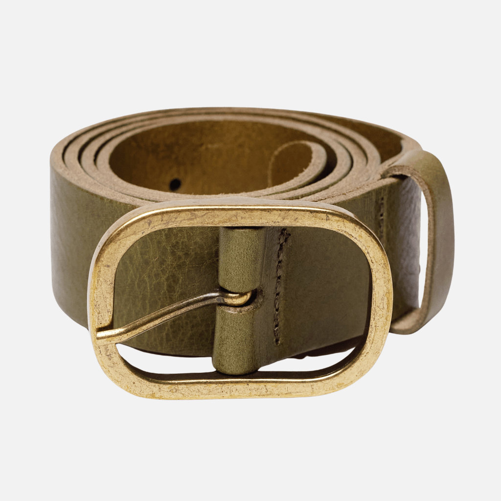 Marin | Gold Oval Buckle Design Statement Leather Belt Women