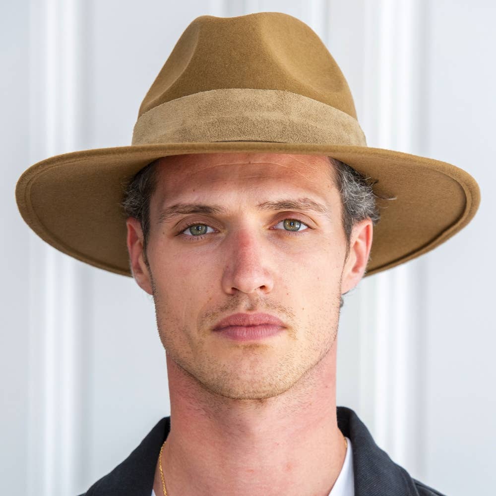 WIDE BRIM HAT - leather braid