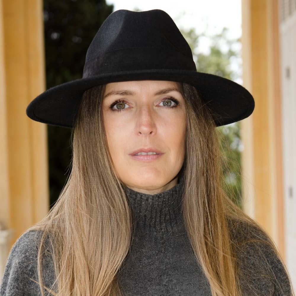 WIDE BRIM HAT - leather braid