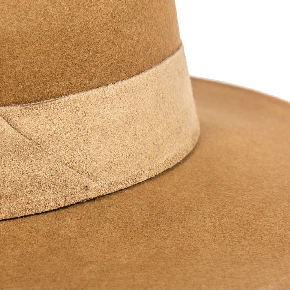 WIDE BRIM HAT - leather braid