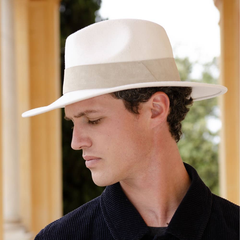 WIDE BRIM HAT - leather braid