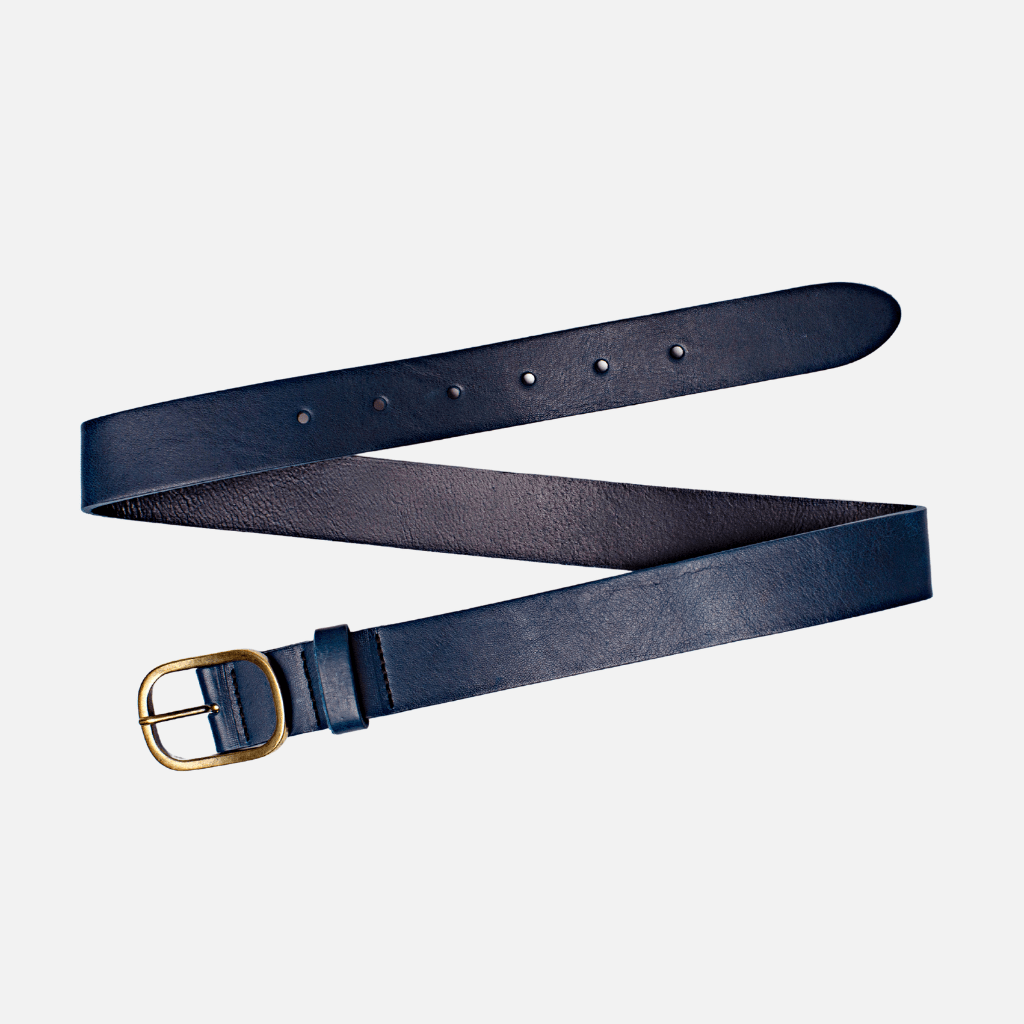 Marin | Gold Oval Buckle Design Statement Leather Belt Women