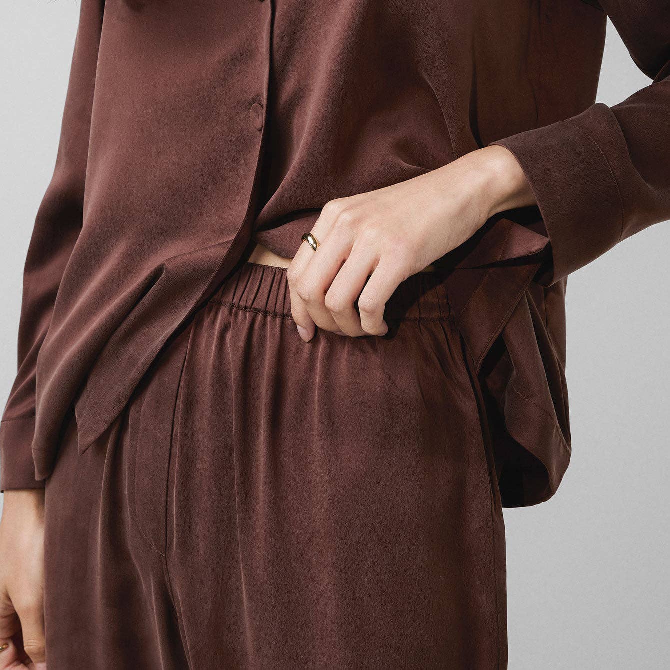 Washable Silk Long Sleeve Pant Set
