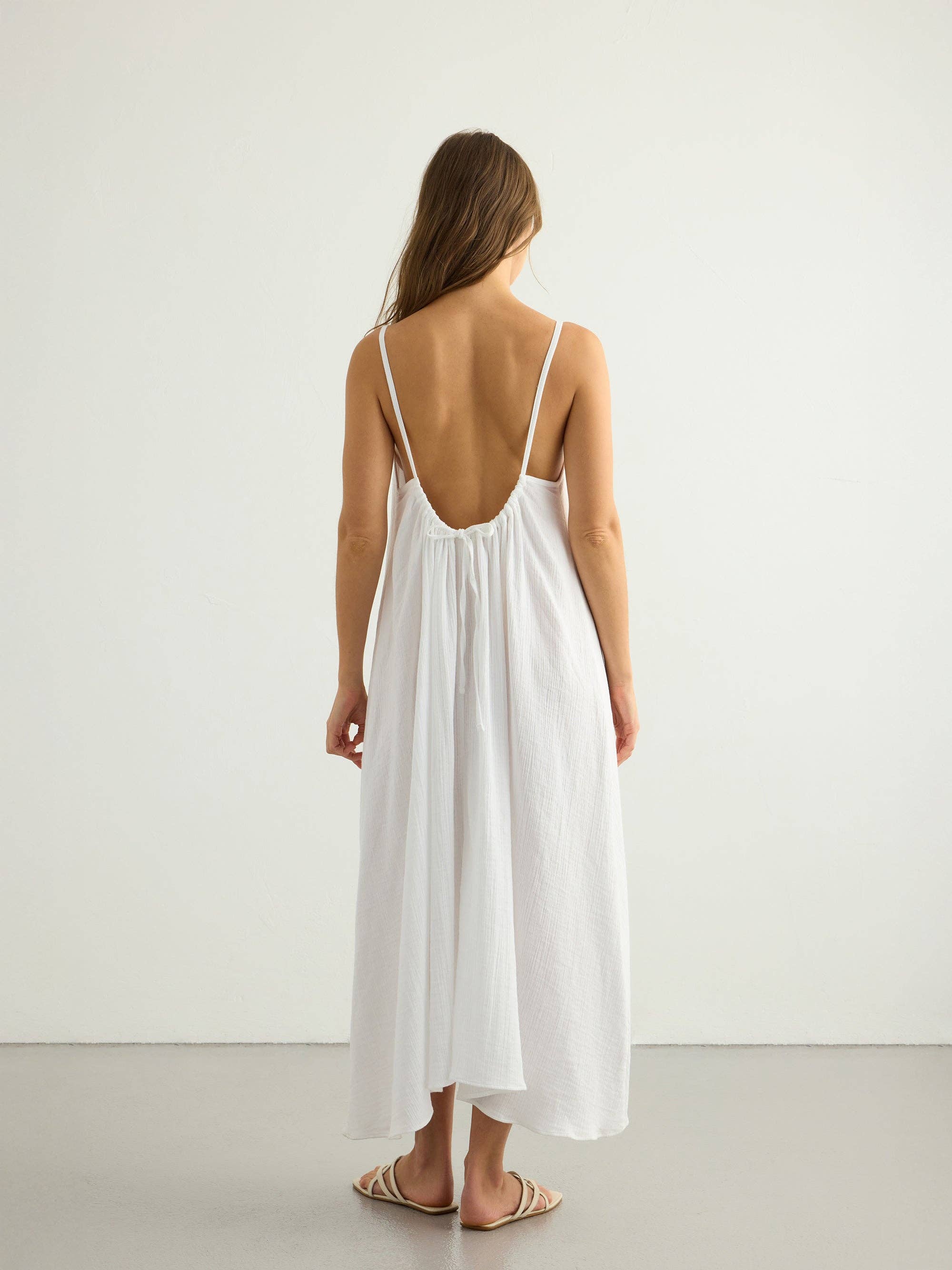 Aura Low Back Maxi Dress - White