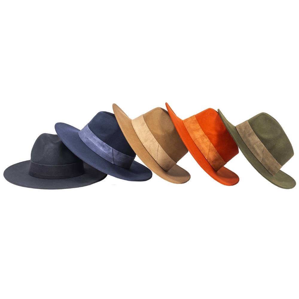 WIDE BRIM HAT - leather braid