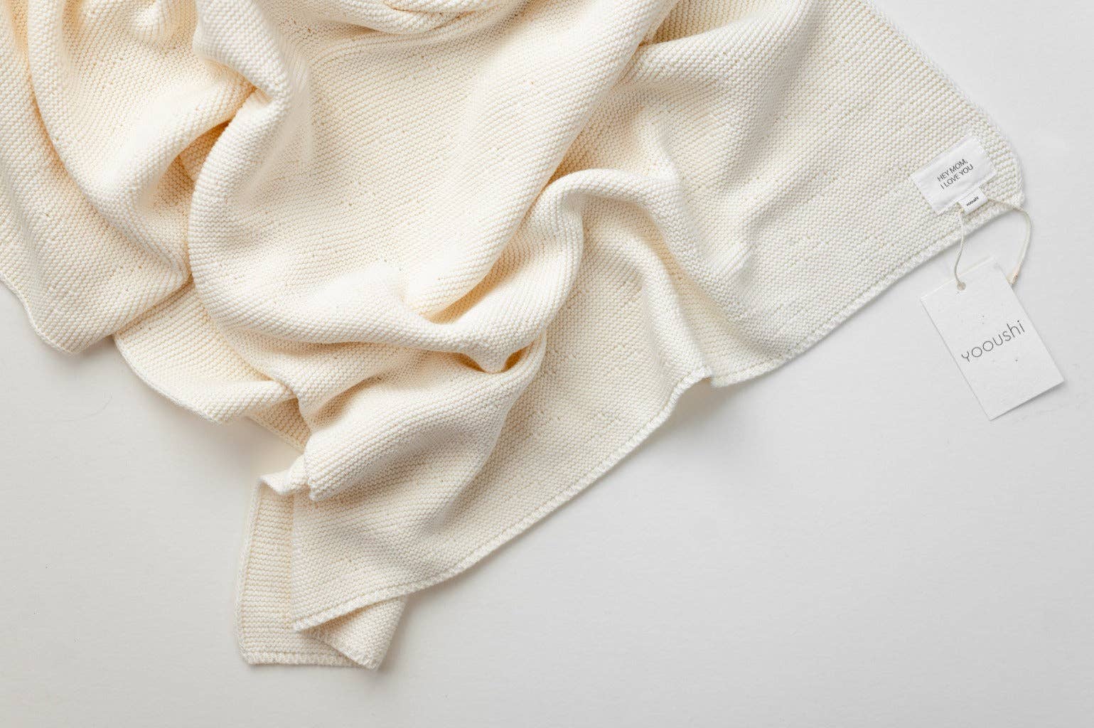 Cotton Knit Cream Baby Blanket