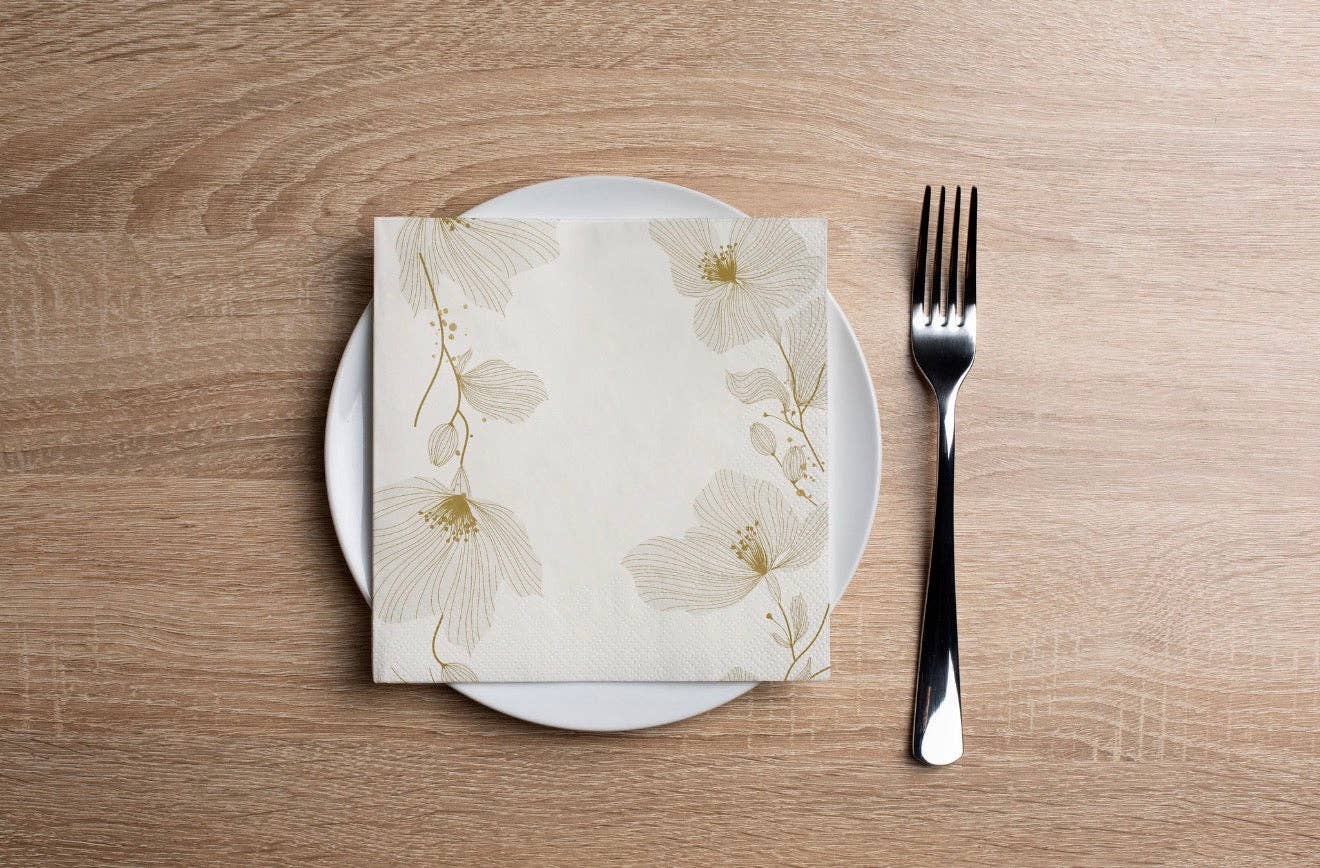 Gold Flower Cocktail Napkin