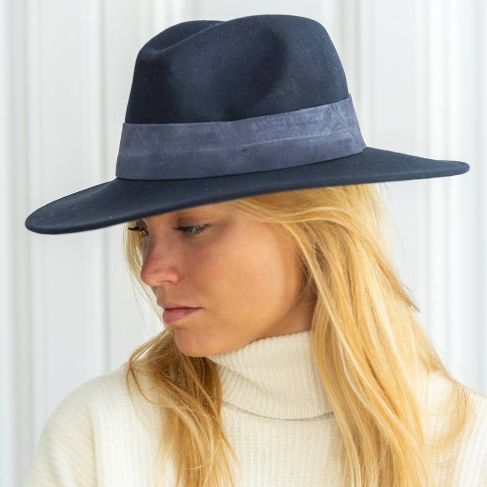 WIDE BRIM HAT - leather braid