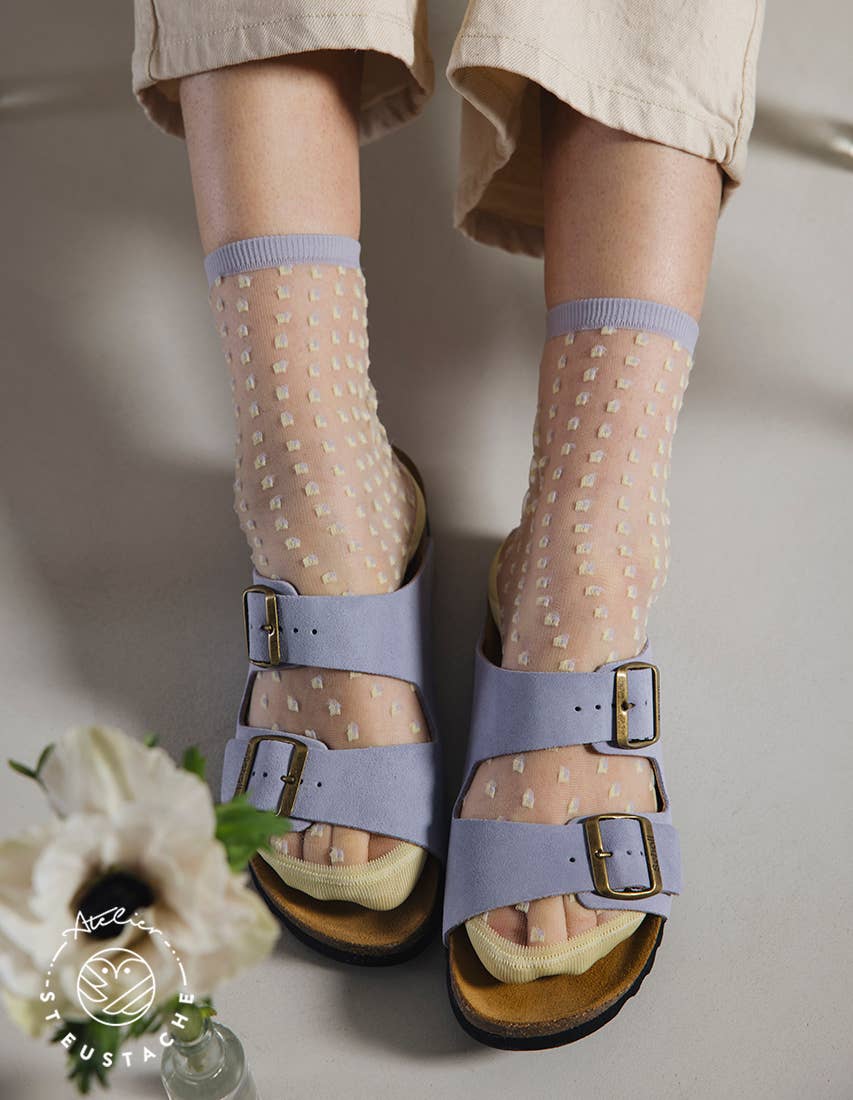 CRESCENT DUNES YELLOW • Transparent polka dot socks