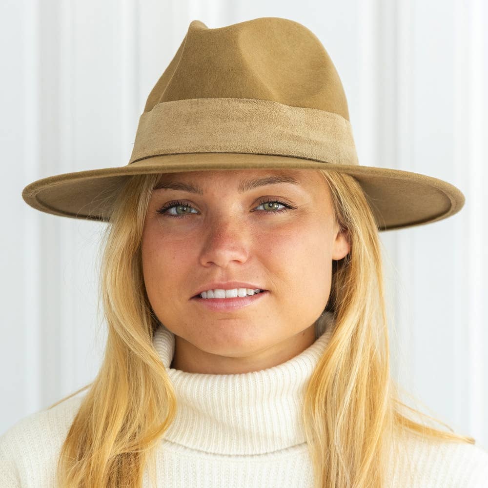 WIDE BRIM HAT - leather braid
