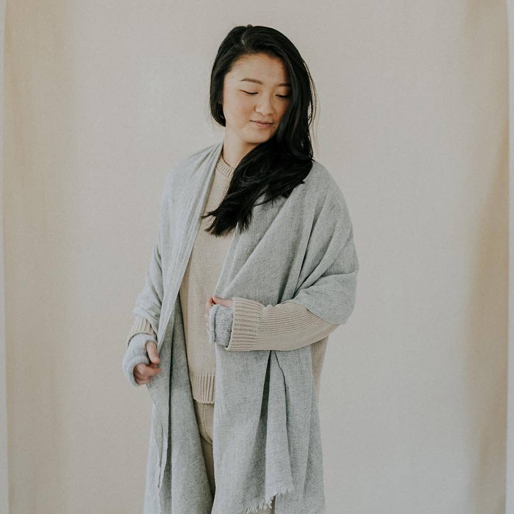 Heathered Gray Handloom Cashmere Scarf