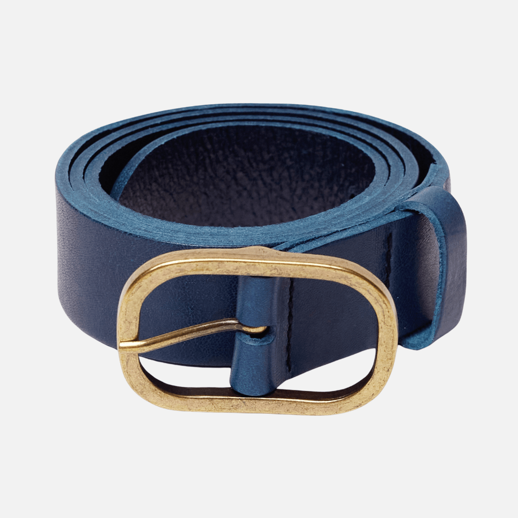Marin | Gold Oval Buckle Design Statement Leather Belt Women
