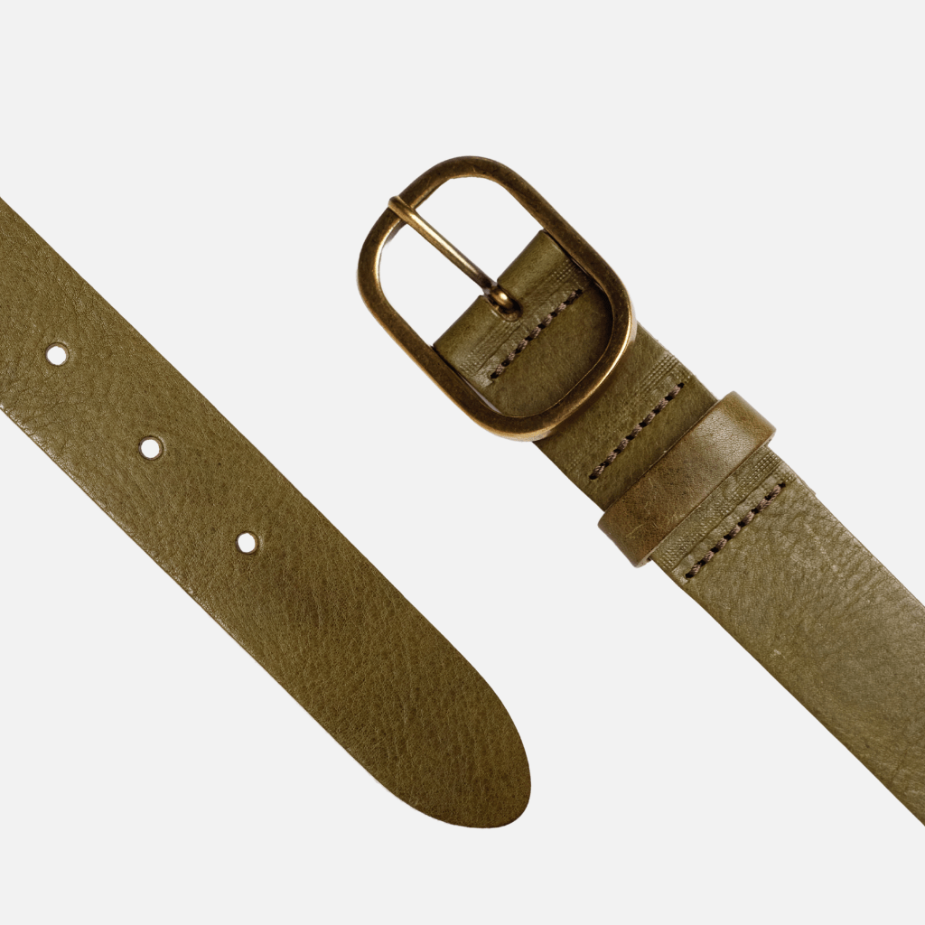 Marin | Gold Oval Buckle Design Statement Leather Belt Women