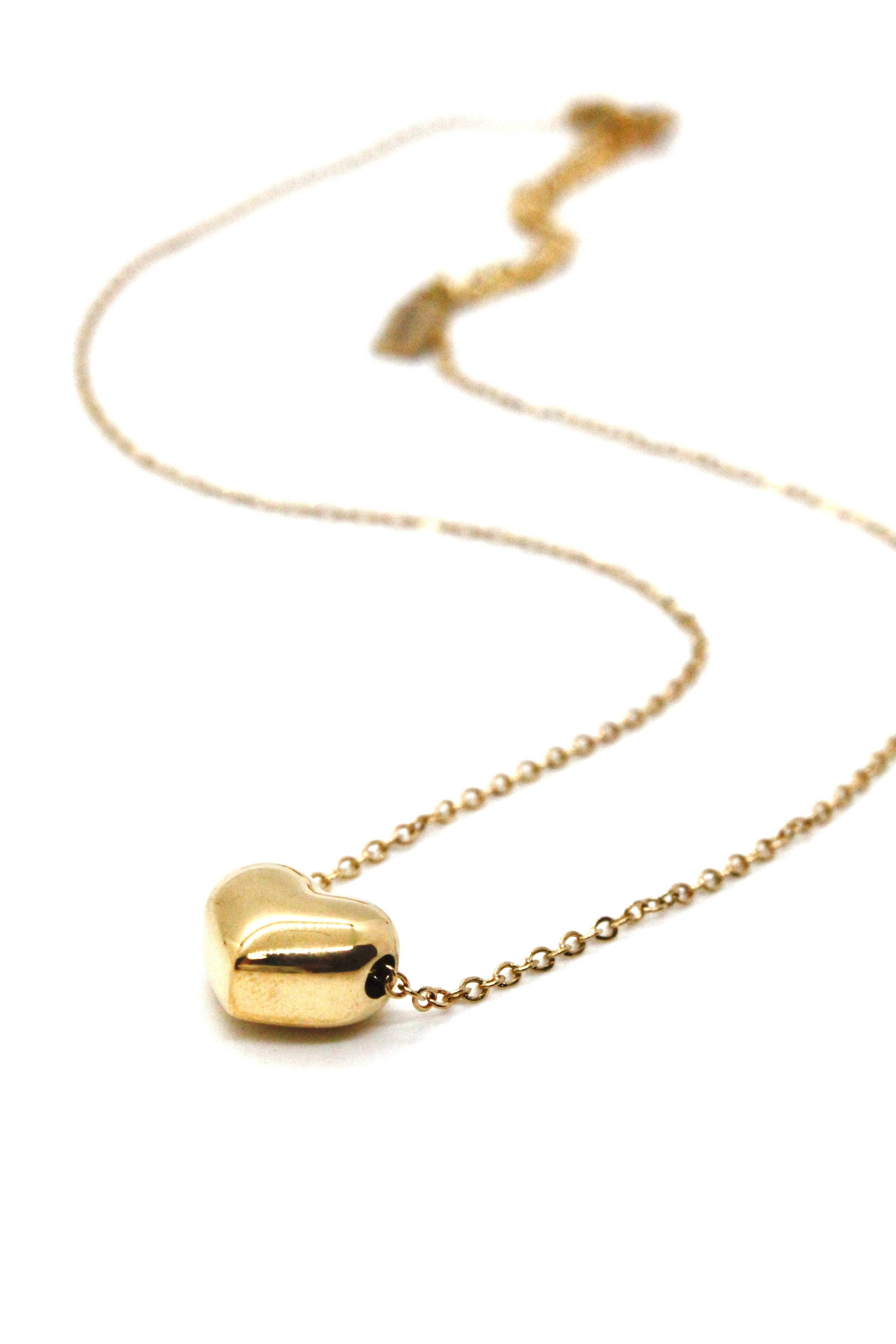 24K Gold Plate Single Heart Necklace -French Flair Collection- N2-2028