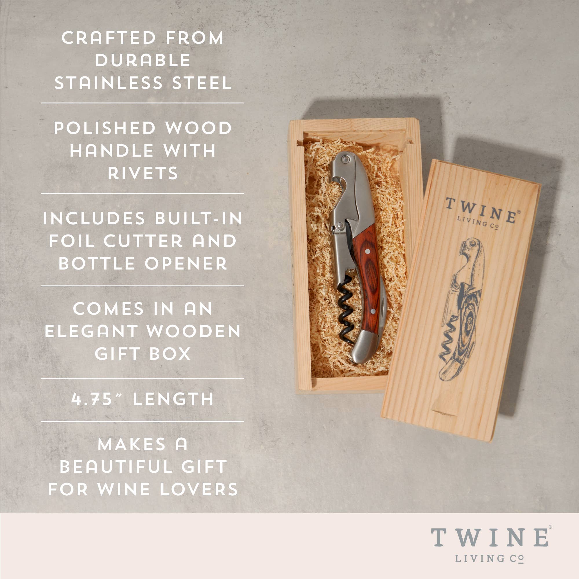 Rosewood Handle Double-Hinged Corkscrew