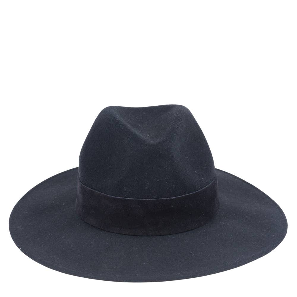 WIDE BRIM HAT - leather braid