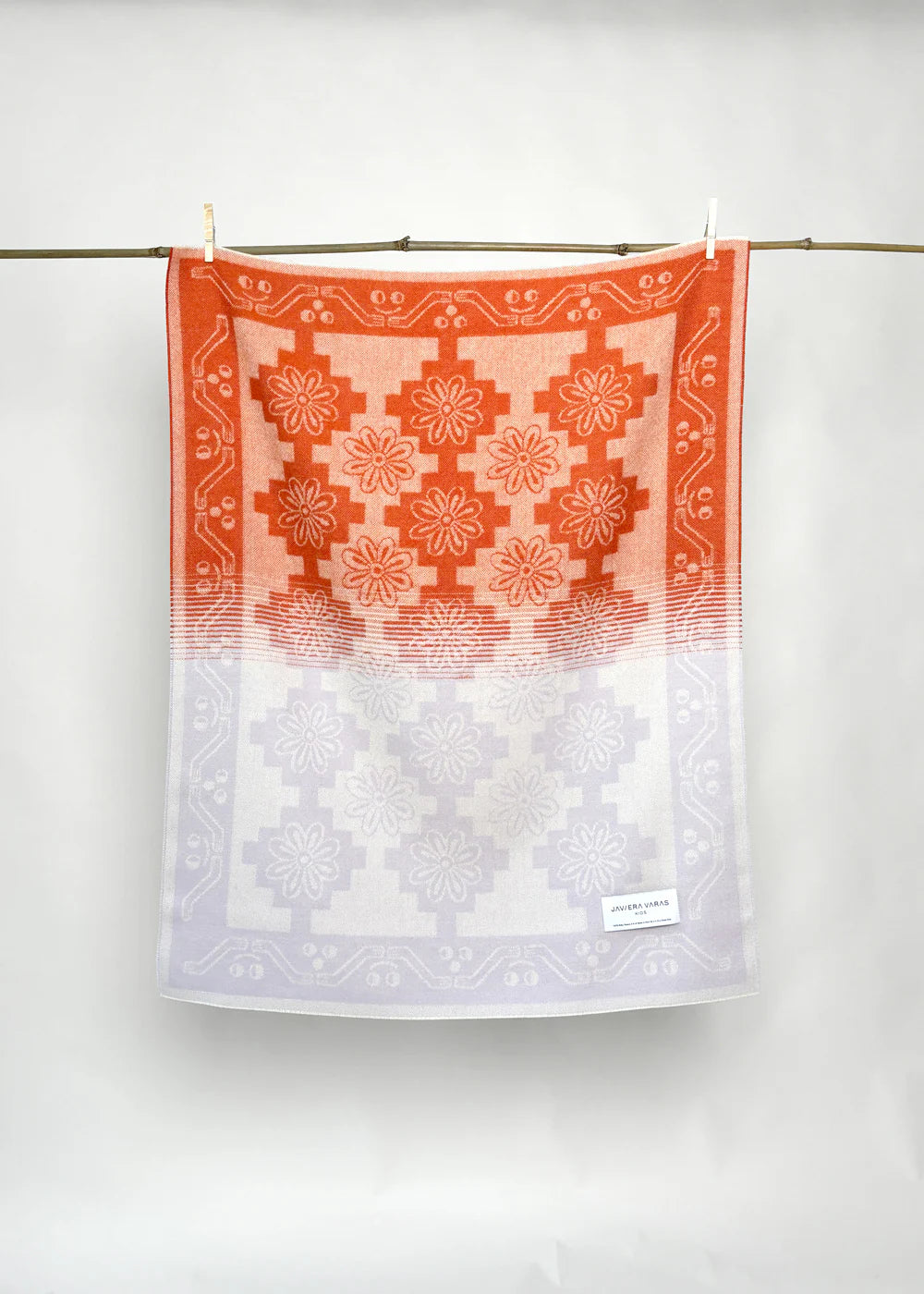 Flowering fields” Baby Alpaca Blanket - Burnt Sienna / Lilac