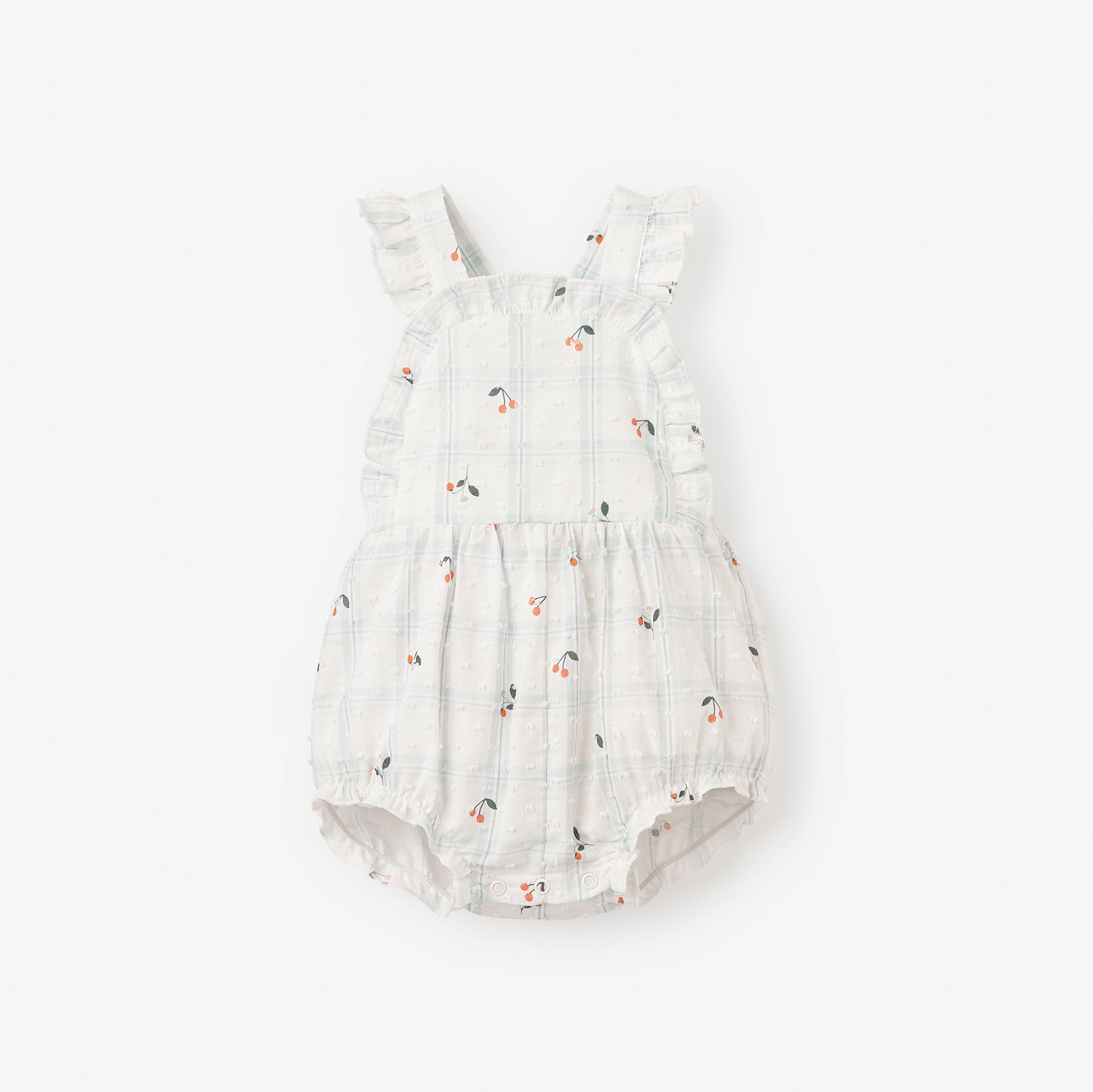 Strawberry picnic swiss dot romper