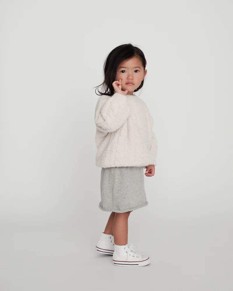 boxy cable sweater fuzzy