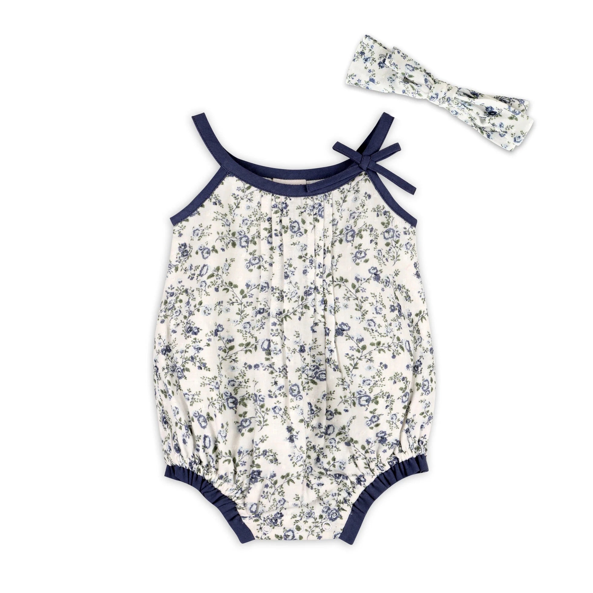 FLORAL MUSLIN BABY ROMPER + HEADBAND