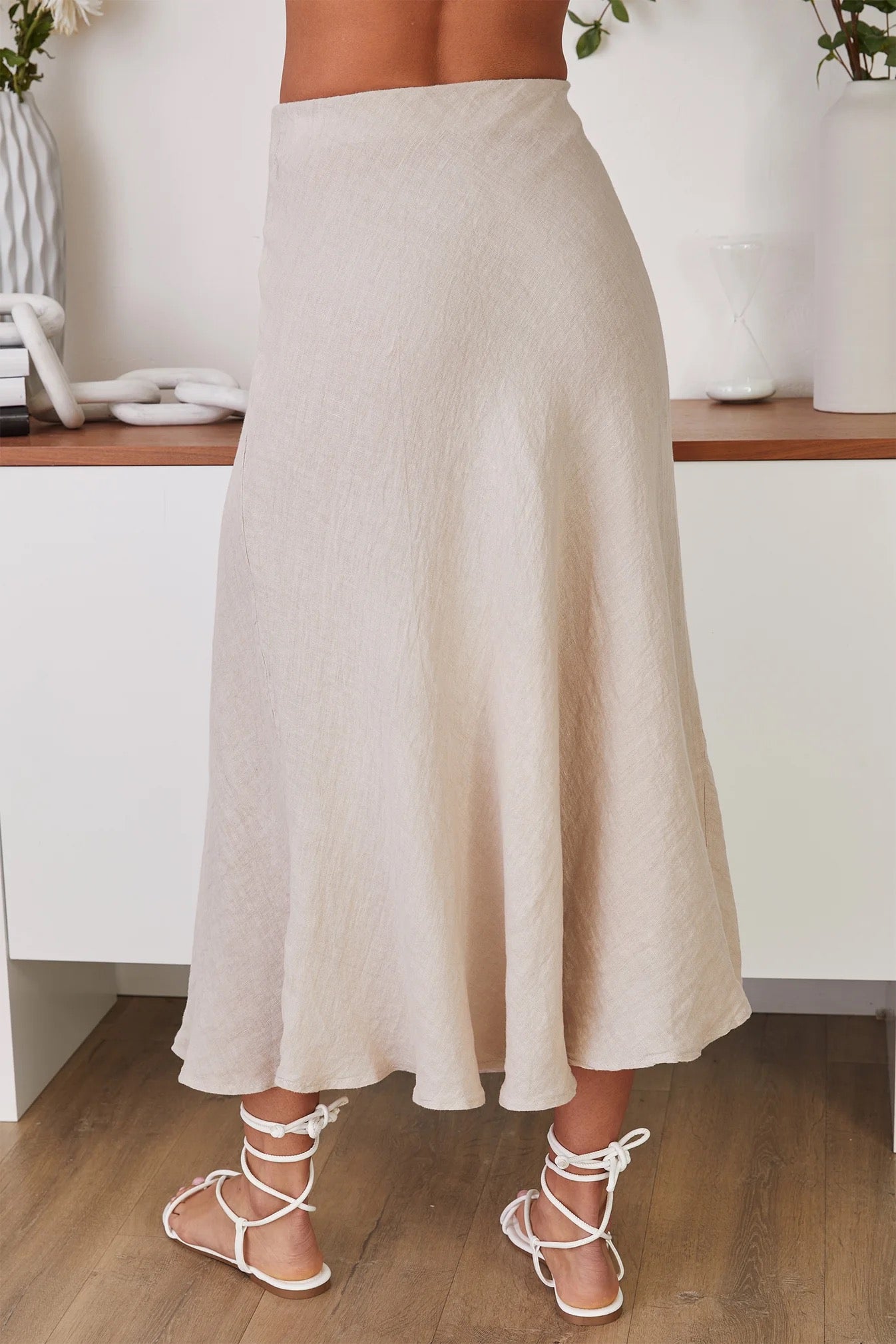 linen midi skirt