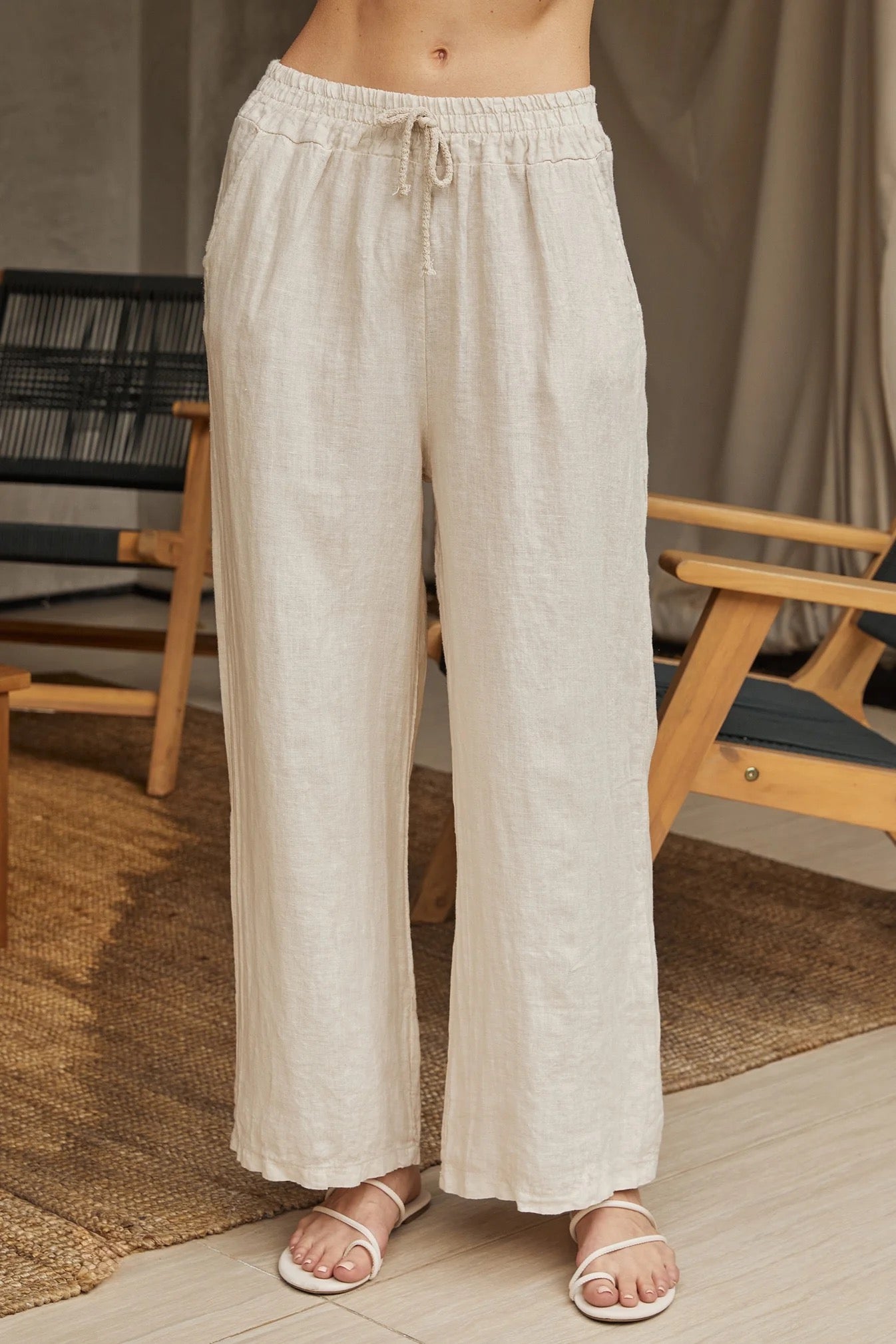 Linen drawstring pant