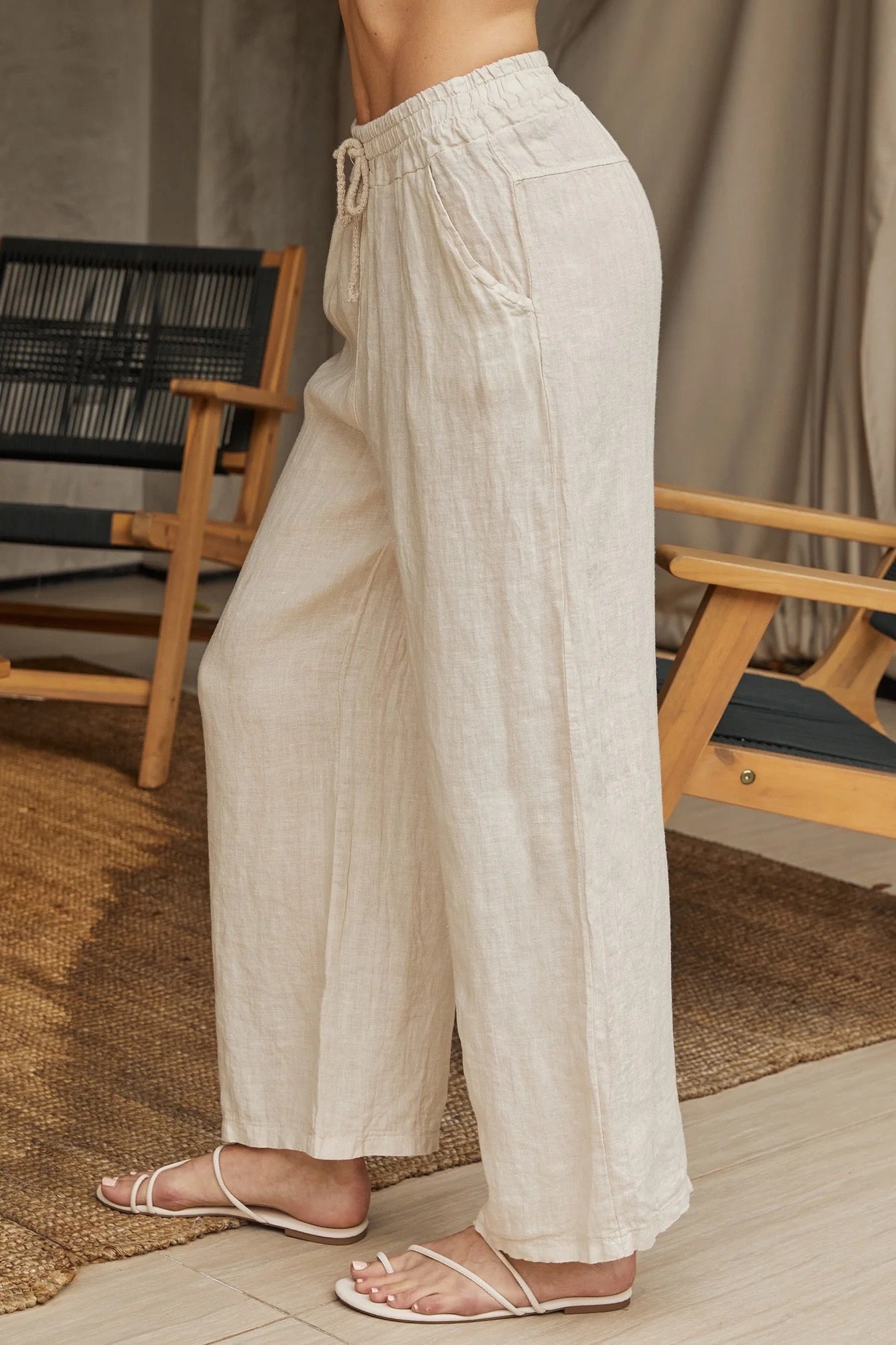 Linen drawstring pant