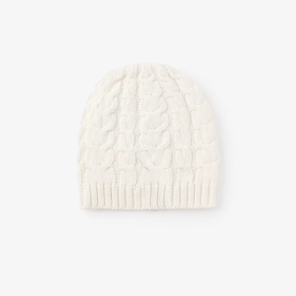 Whisper White Cable Knit Hat