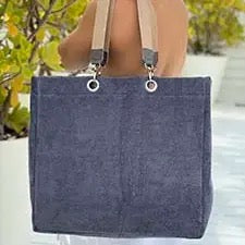 Solid Terry Plastic Lined Tote