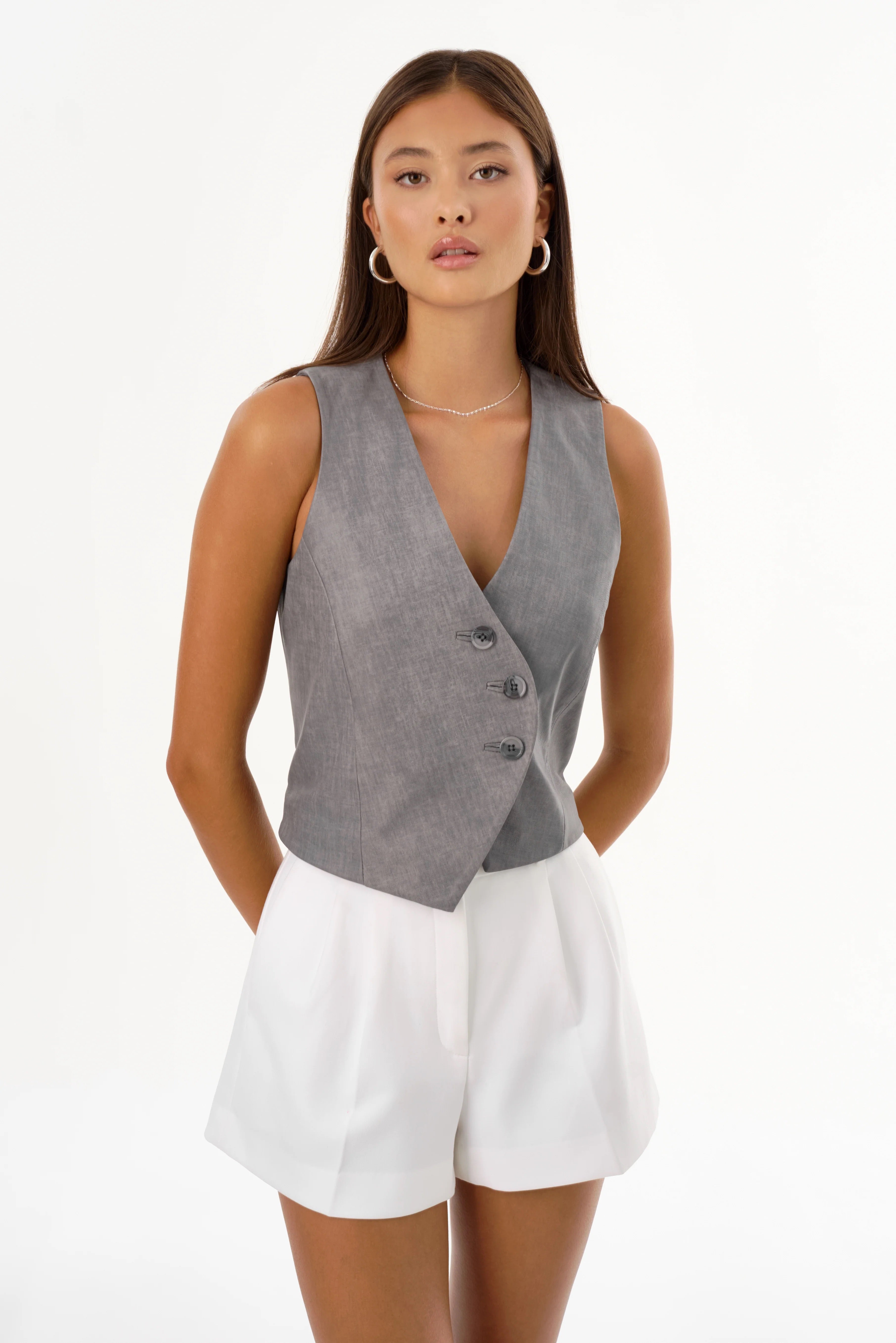 Leather charcoal vest