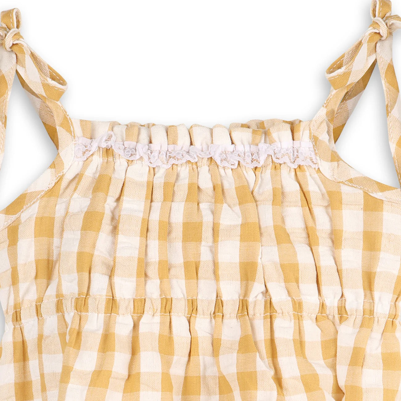 seersucker gingham baby romper + headband