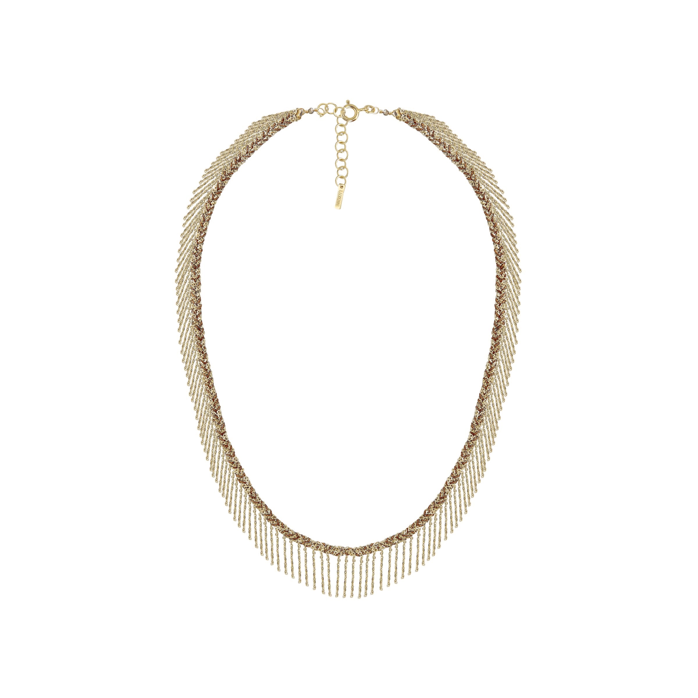 Short multi strand fringe necklace