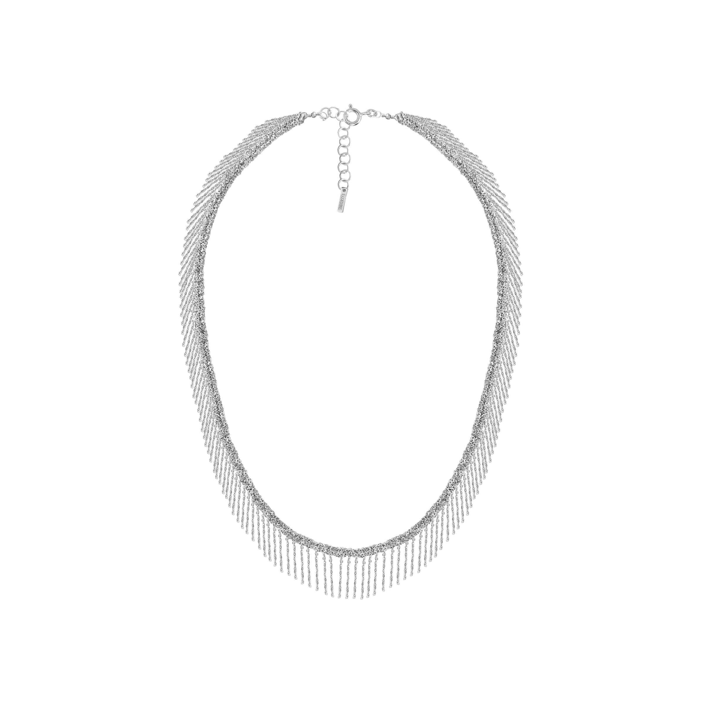 Short multi strand fringe necklace