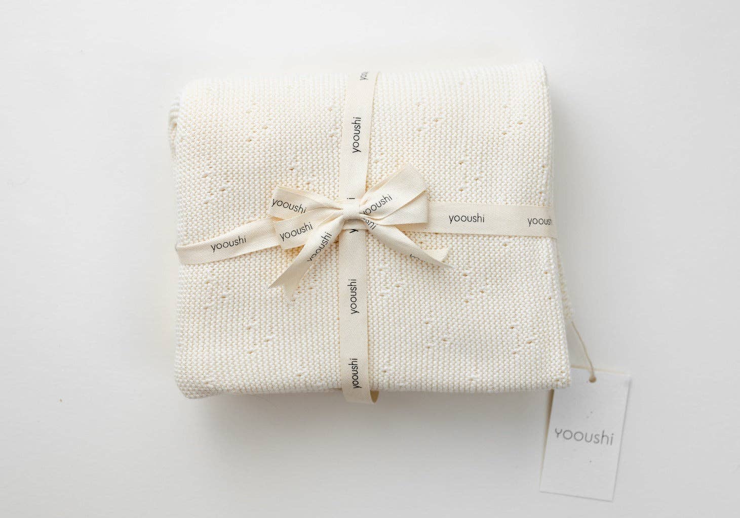 Cotton Knit Cream Baby Blanket