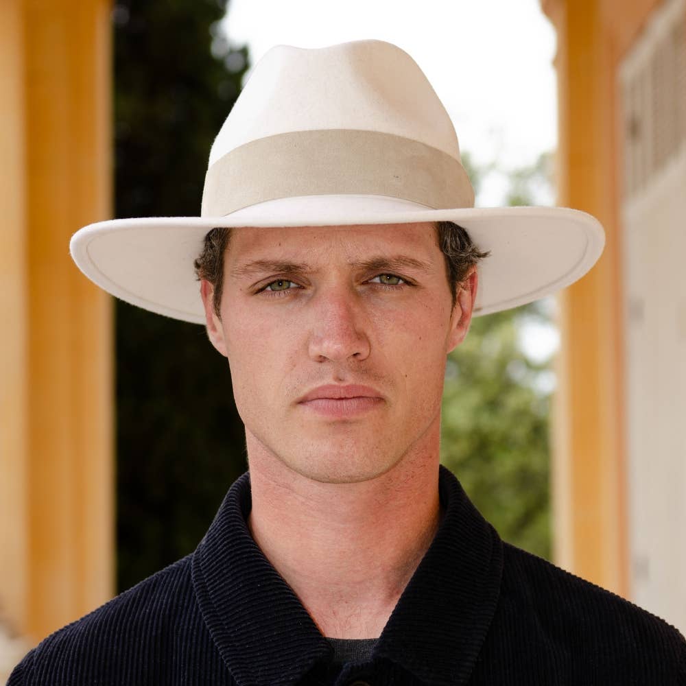 WIDE BRIM HAT - leather braid